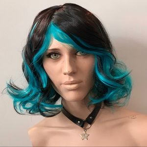 Turquoise + Black Wig
